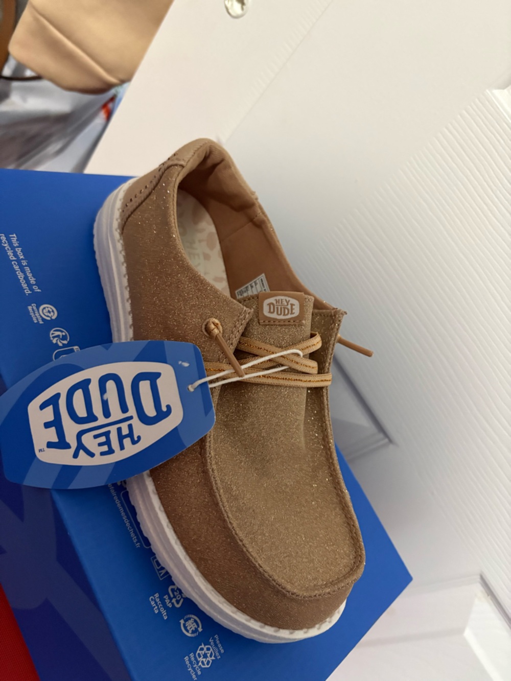 Hey Dude pink sparkle Slip-On Sneakers 6W